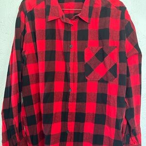 Time and Tru Red and Black Checkered Men's Shirt